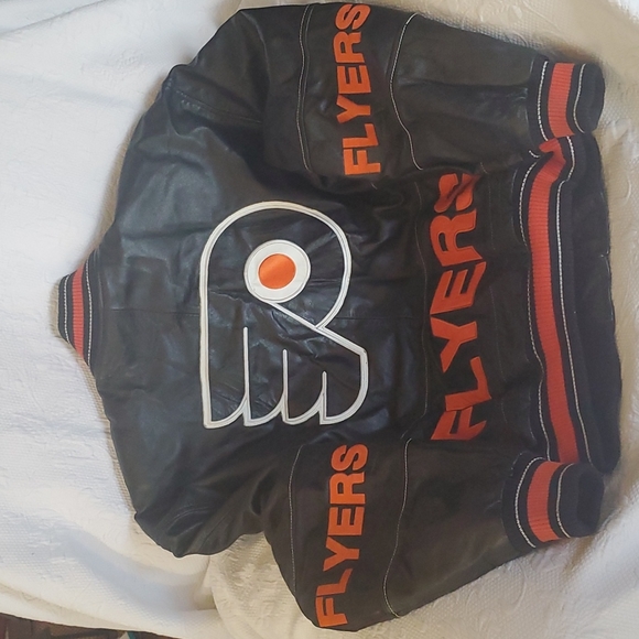 NHL OFFICIAL AUTHENTIC VINTAGE 100% GENUINE LEATHER G'lII FLYERS JACKET - Picture 9 of 13